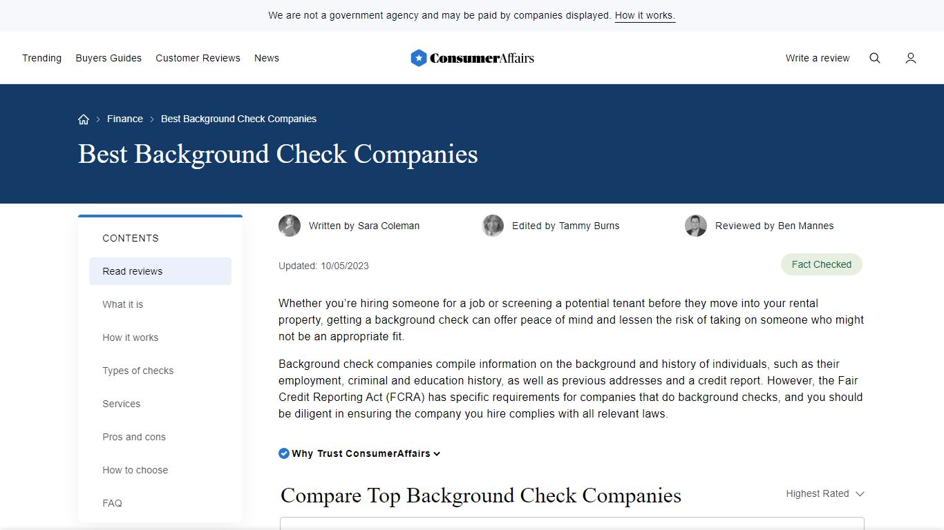 Best Background Check Companies - ConsumerAffairs